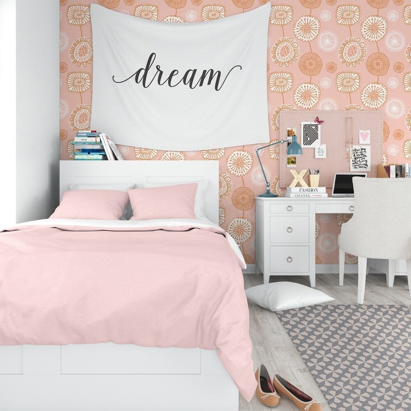FOLKSY FLORAL PINK Peel and Stick Wallpaper By Kavka Designs