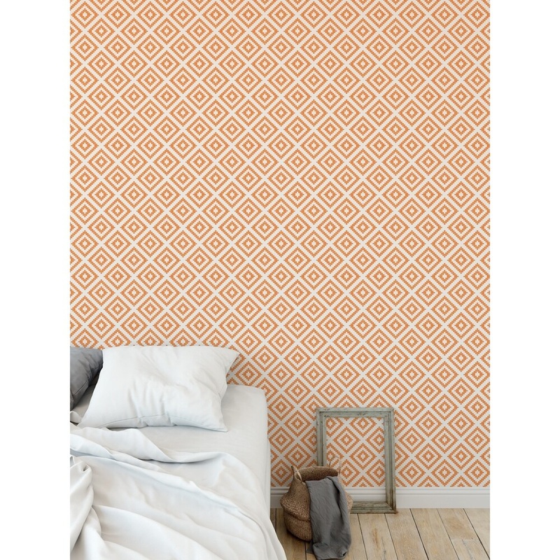 STAIRSTEP DIAMOND ORANGE Peel and Stick Wallpaper By Kavka Designs