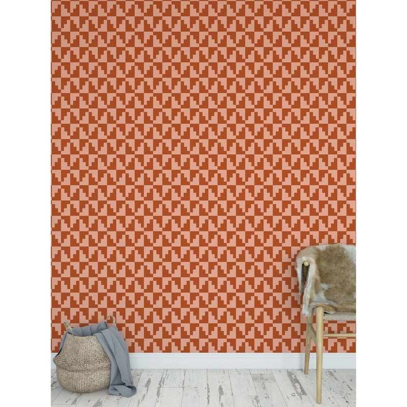 STAIRSTEP DIAMONDS RUST Peel and Stick Wallpaper By Kavka Designs