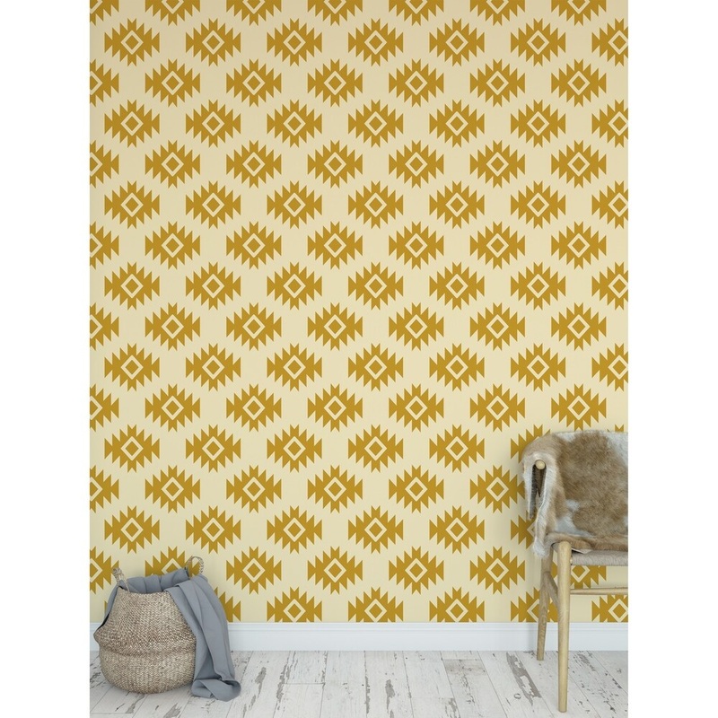 THIRD EYE KILIM GOLD Peel and Stick Wallpaper By Kavka Designs