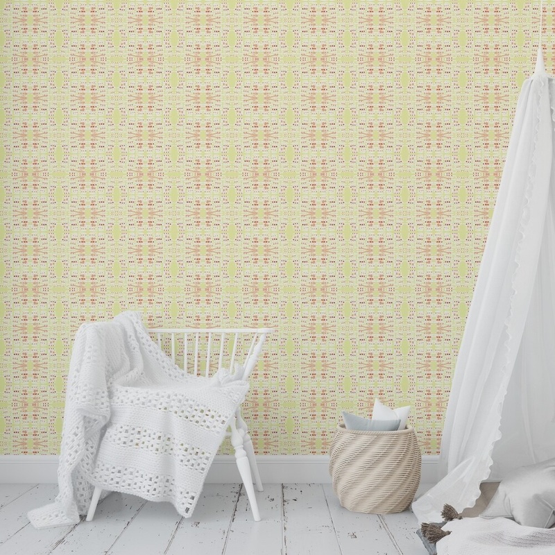 TRIBAL TILE GREEN Peel and Stick Wallpaper By Kavka Designs
