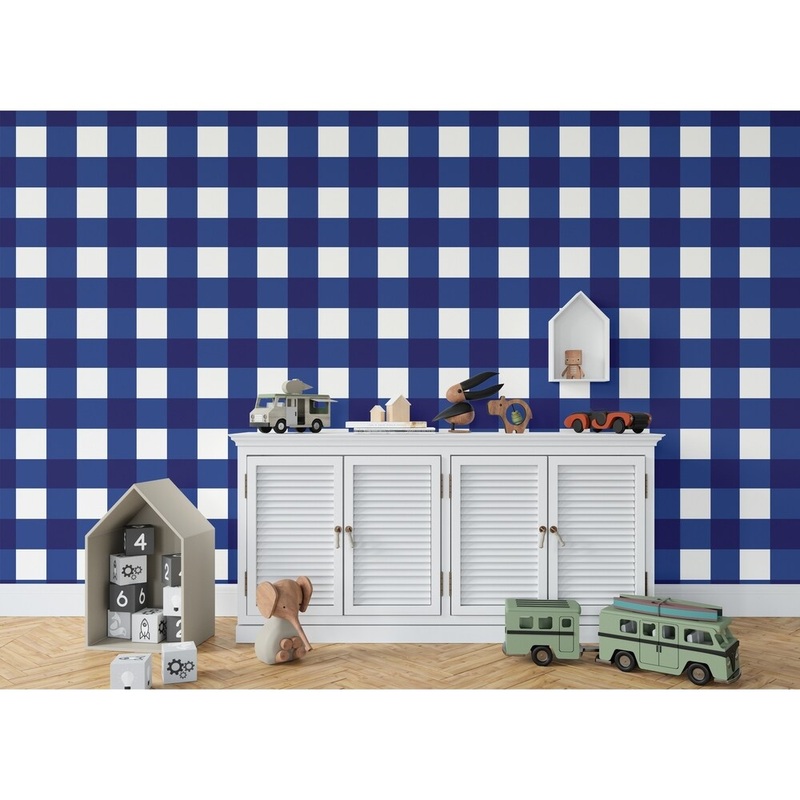 BARRETT BUFFALO CHECK BRIGHT BLUE Wallpaper By Kavka Designs