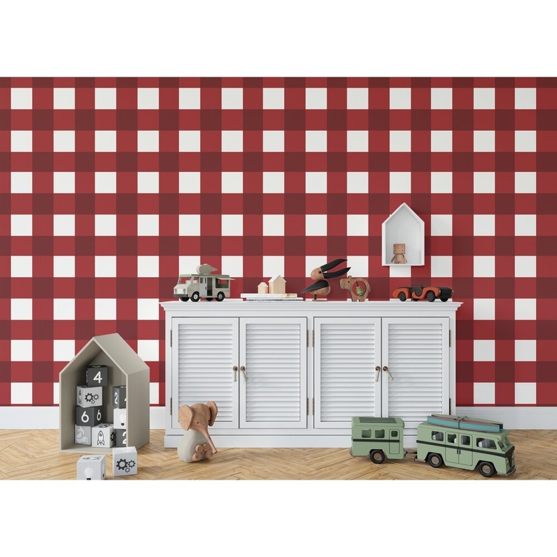 BARRETT BUFFALO CHECK RED Wallpaper By Kavka Designs