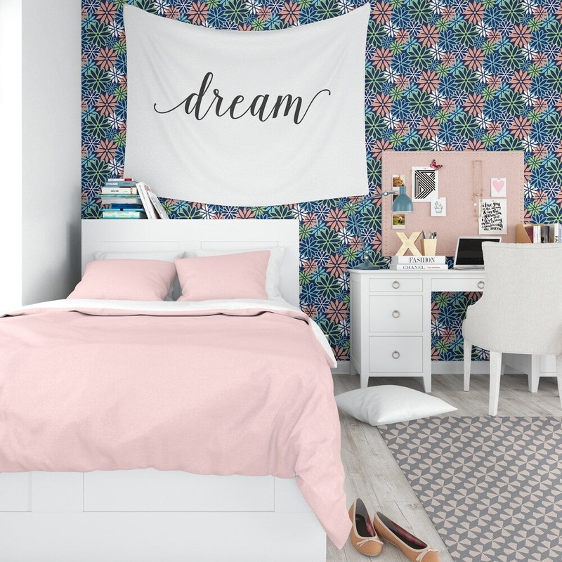 BEATNIK FLORAL NAVY Peel and Stick Wallpaper By Kavka Designs