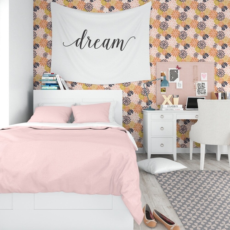 BEATNIK FLORAL PEACH Peel and Stick Wallpaper By Kavka Designs