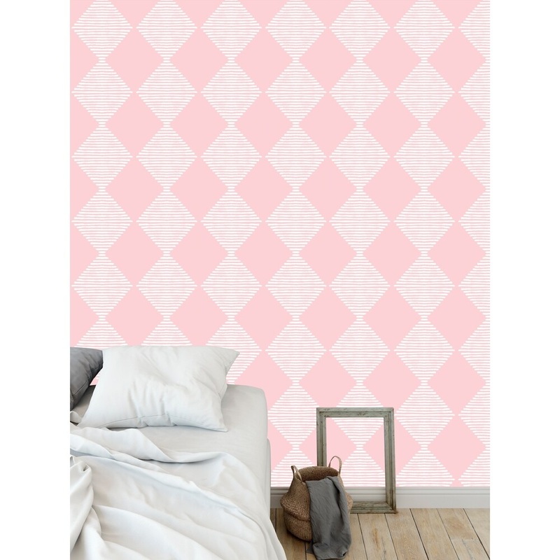 BLOCK PRINT CHECK BOARD IN PINK Wallpaper By Kavka Designs - 24X48