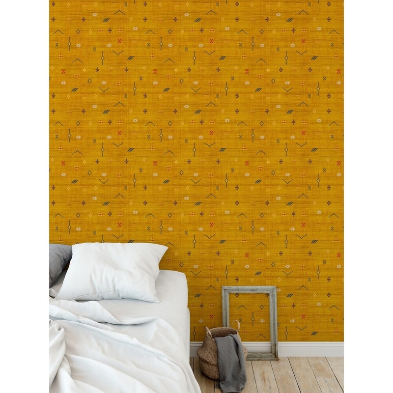 CACTUS SOFT MUSTARD Peel and Stick Wallpaper By Kavka Designs