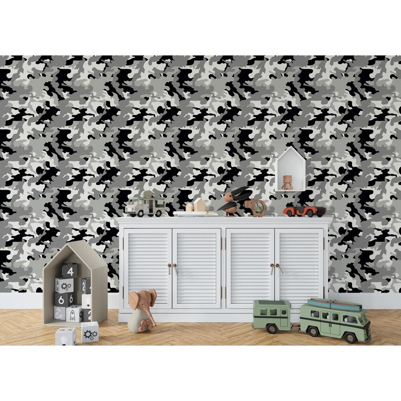CAMO FLOW GREY Wallpaper By Kavka Designs