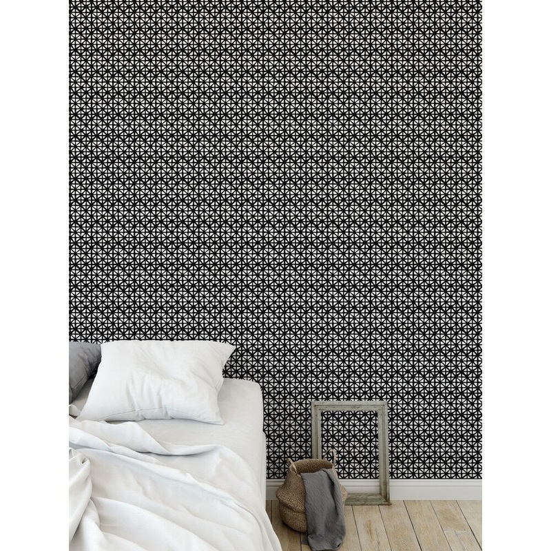 CARVED GRID BLACK Peel and Stick Wallpaper By Kavka Designs
