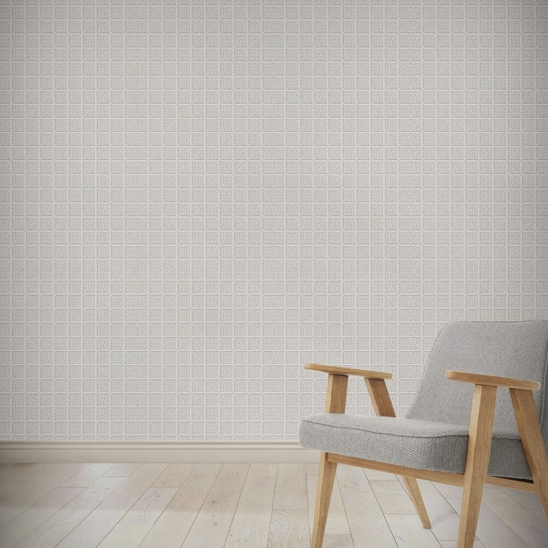 CHECK GEOMETRIC BLOCK PRINT GREY Wallpaper By Kavka Designs - 24X48