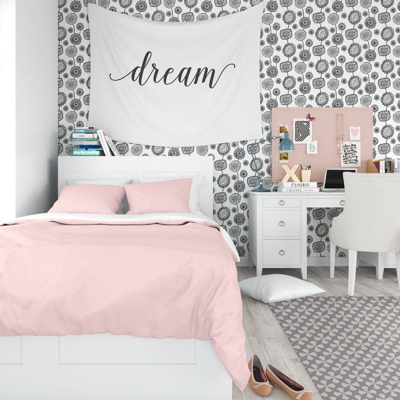 DOODLE FLORAL BLACK AND WHITE Peel and Stick Wallpaper By Kavka Designs