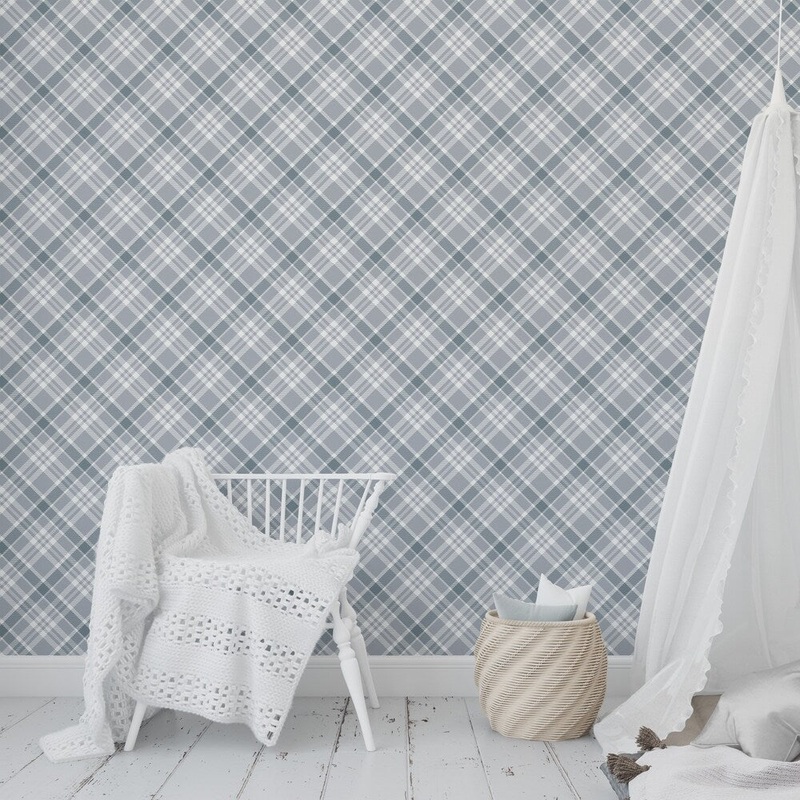 EVERLY BLUE AND GREY Wallpaper By Kavka Designs