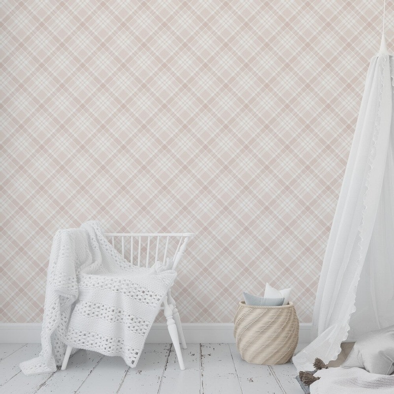 EVERLY PINK AND WHITE Wallpaper By Kavka Designs