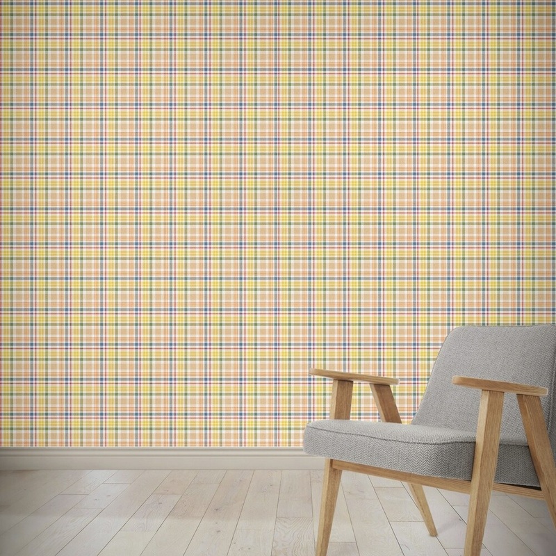 FALL YELLOW AND ORANGE PLAID Wallpaper By Kavka Designs - 24X48