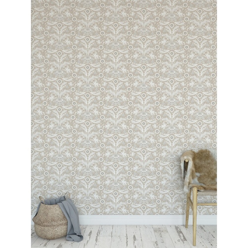 FLORAL DAMASK TAN Peel and Stick Wallpaper By Kavka Designs