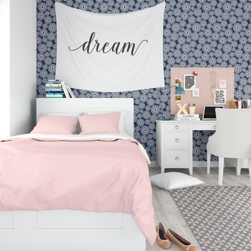 FLOWER POWER NAVY Peel and Stick Wallpaper By Kavka Designs