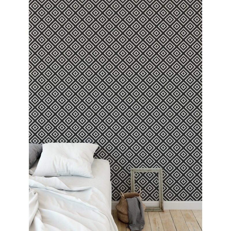 STAIRSTEP DIAMOND BW Peel and Stick Wallpaper By Kavka Designs