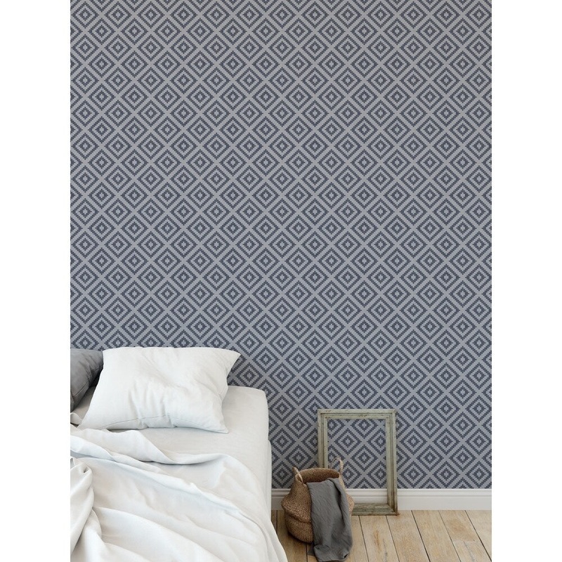 STAIRSTEP DIAMOND INDIGO Peel and Stick Wallpaper By Kavka Designs