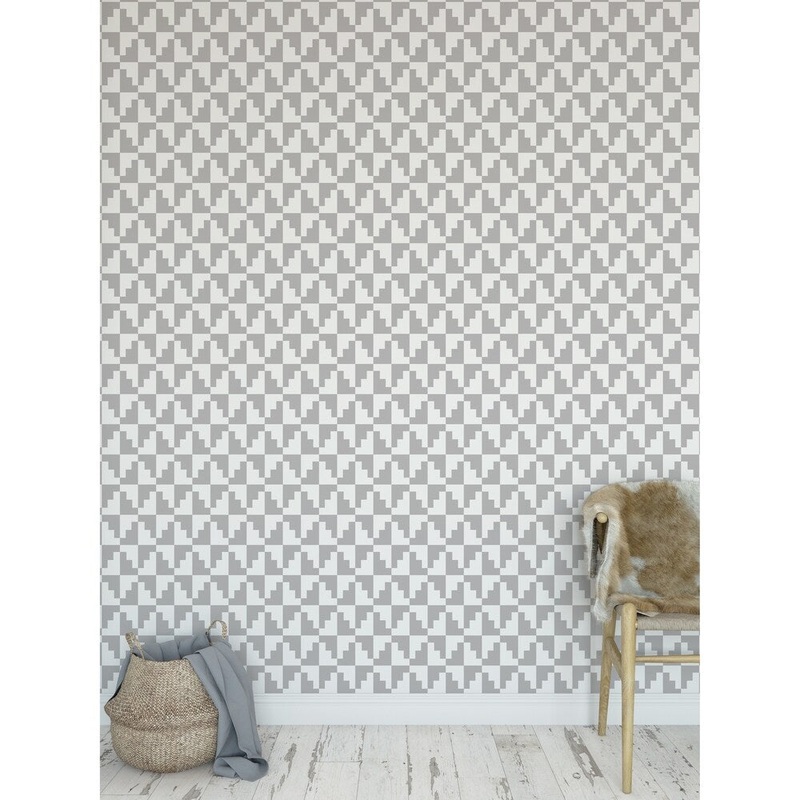 STAIRSTEP DIAMONDS GREY Peel and Stick Wallpaper By Kavka Designs