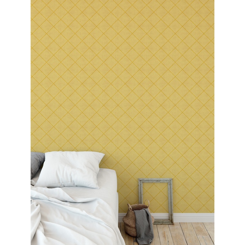 STICH TRIBAL DIAMOND YELLOW Peel and Stick Wallpaper By Kavka Designs
