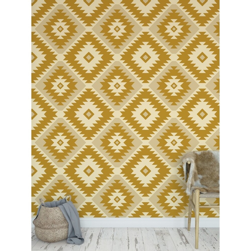 TANGIER KILIM GOLD Peel and Stick Wallpaper By Kavka Designs
