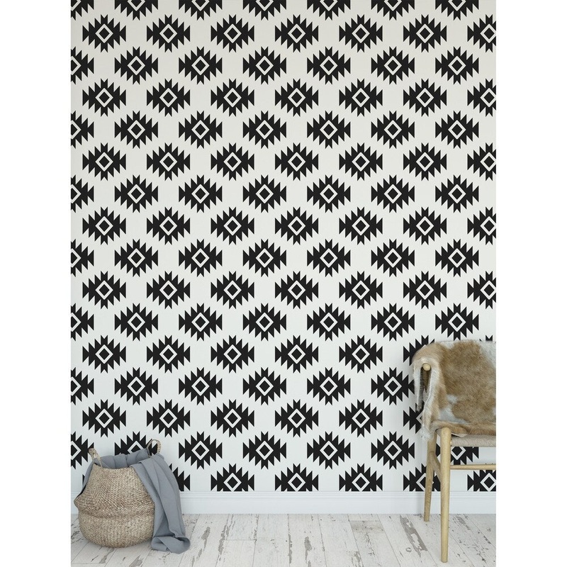 THIRD EYE KILIM WHITE Peel and Stick Wallpaper By Kavka Designs
