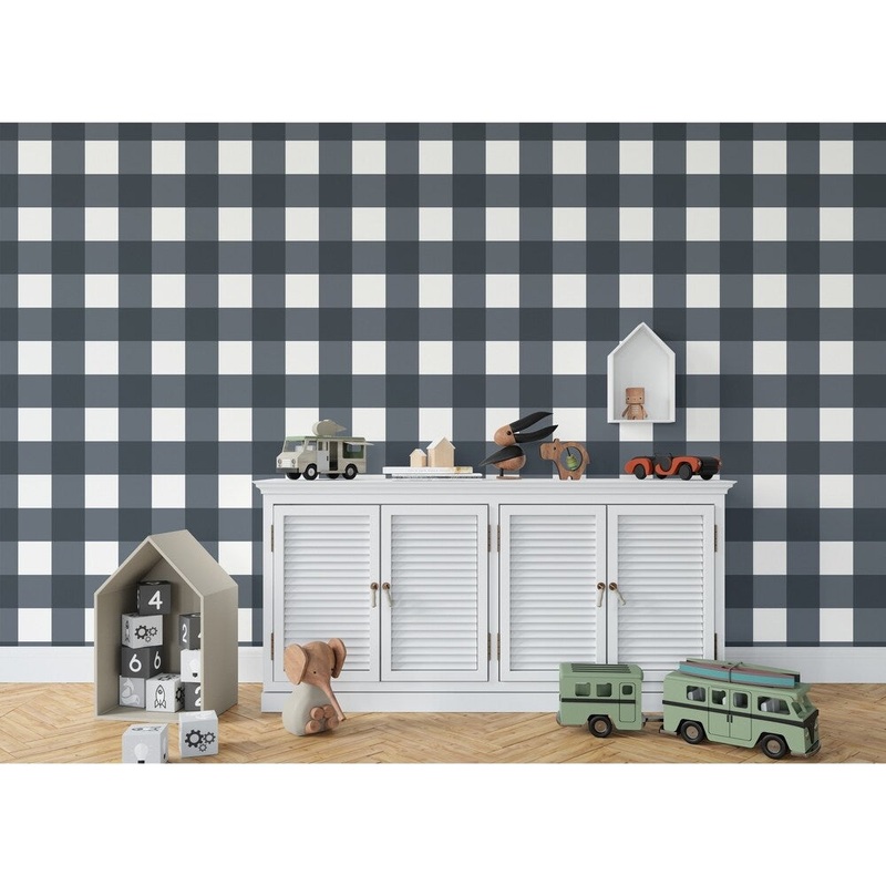 BARRETT BUFFALO CHECK NAVY Wallpaper By Kavka Designs