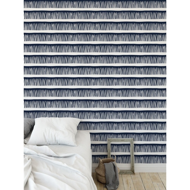 BLADES OF GRASS NAVY Peel and Stick Wallpaper By Kavka Designs
