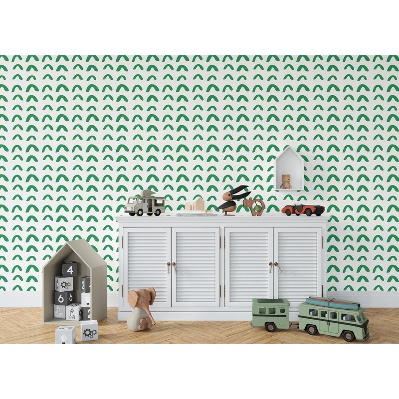 BOWEN HALF CIRCLE BRIGHT GREEN Wallpaper By Kavka Designs