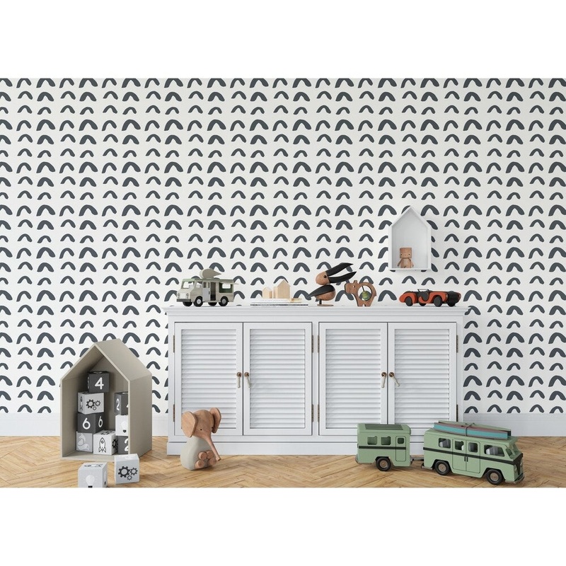 BOWEN HALF CIRCLE NAVY Wallpaper By Kavka Designs