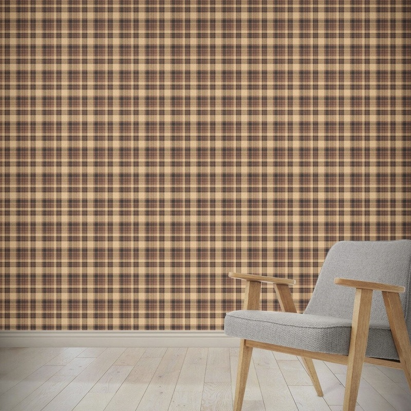 BROWN MENS FALL PLAID Wallpaper By Kavka Designs - 24X48