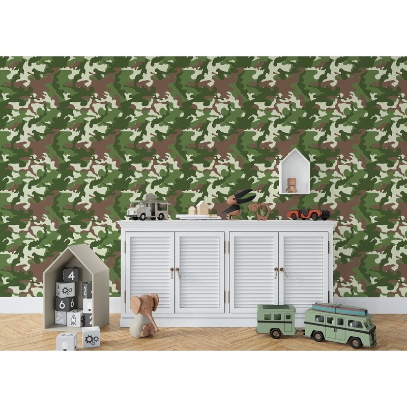 CAMO FLOW GREEN BROWN Wallpaper By Kavka Designs