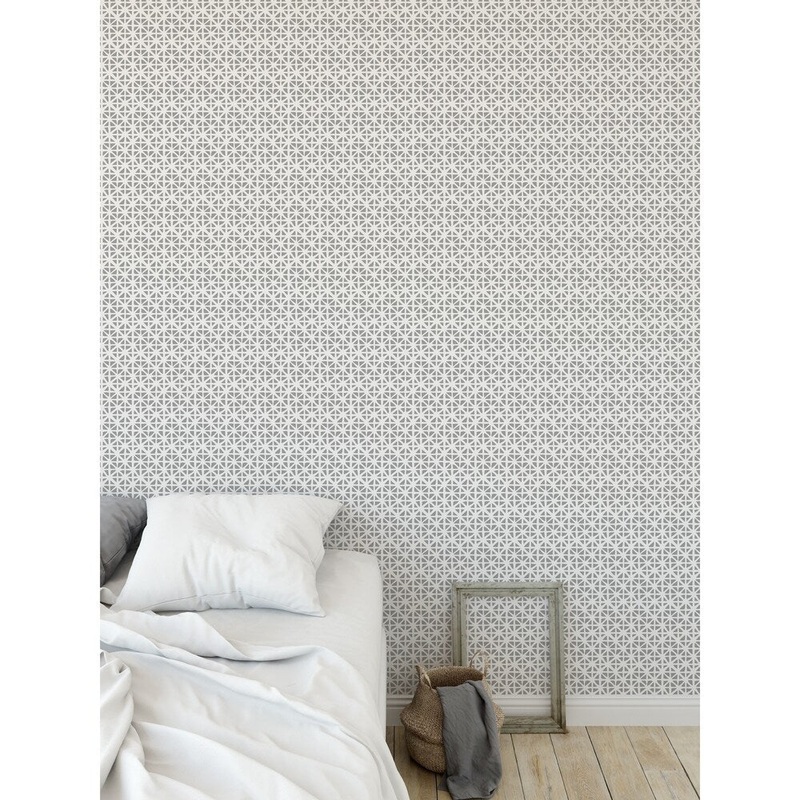 CARVED GRID GREY Peel and Stick Wallpaper By Kavka Designs