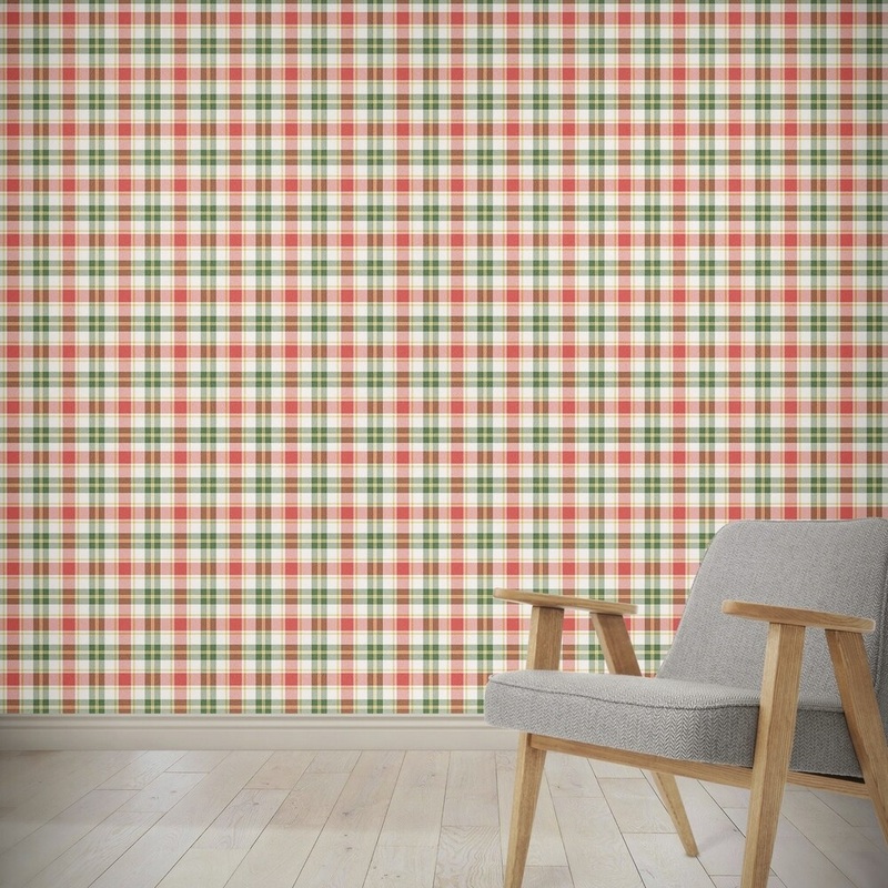 CHRISTMAS RED AND GREEN SANTA PLAID Wallpaper By Kavka Designs - 24X48
