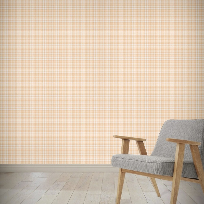 CHRISTMAS STOCKING PEACH PLAID Wallpaper By Kavka Designs - 24X48
