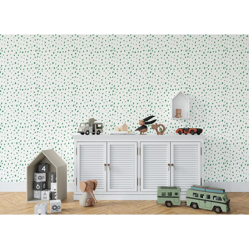 DAVID SMALL DOTS BRIGHT GREEN Wallpaper By Kavka Designs