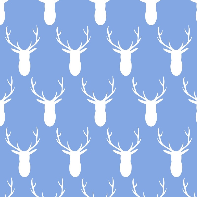 Deer Heads Blue Peel and Stick Wallpaper - Multi-Color - 0