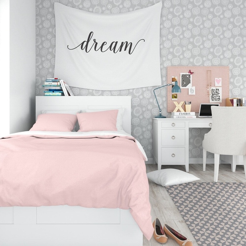 DOODLE FLORAL GREY Peel and Stick Wallpaper By Kavka Designs