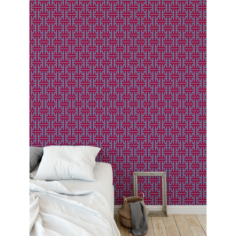 ELLE Decor HINGE RED AND BLUE Peel and Stick Wallpaper By Kavka Designs