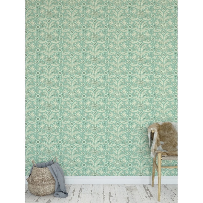 FLORAL DAMASK MINT Peel and Stick Wallpaper By Kavka Designs