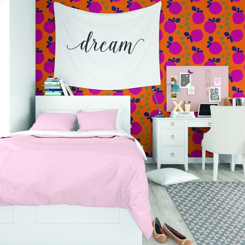 FUCHSIA APPLES Peel and Stick Wallpaper By Kavka Designs