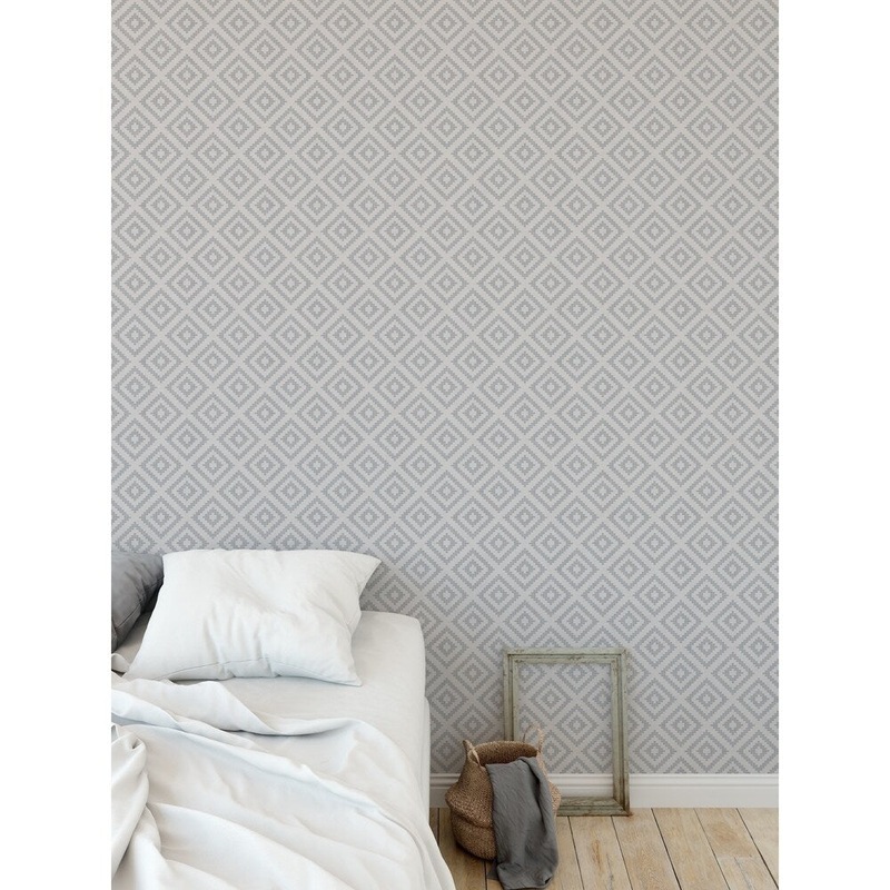 STAIRSTEP DIAMOND GREY Peel and Stick Wallpaper By Kavka Designs
