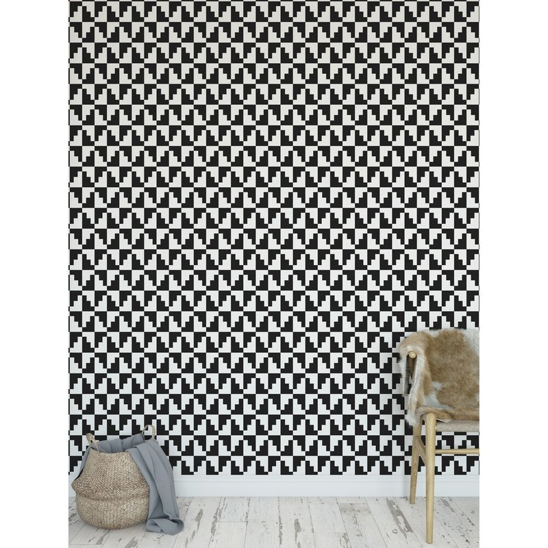 STAIRSTEP DIAMONDS BW Peel and Stick Wallpaper By Kavka Designs