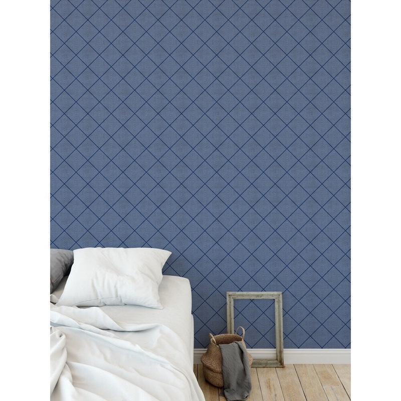 STICH TRIBAL DIAMOND INDIGO Peel and Stick Wallpaper By Kavka Designs