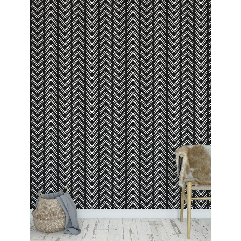 STITCHED ARROWS BW Peel and Stick Wallpaper By Kavka Designs
