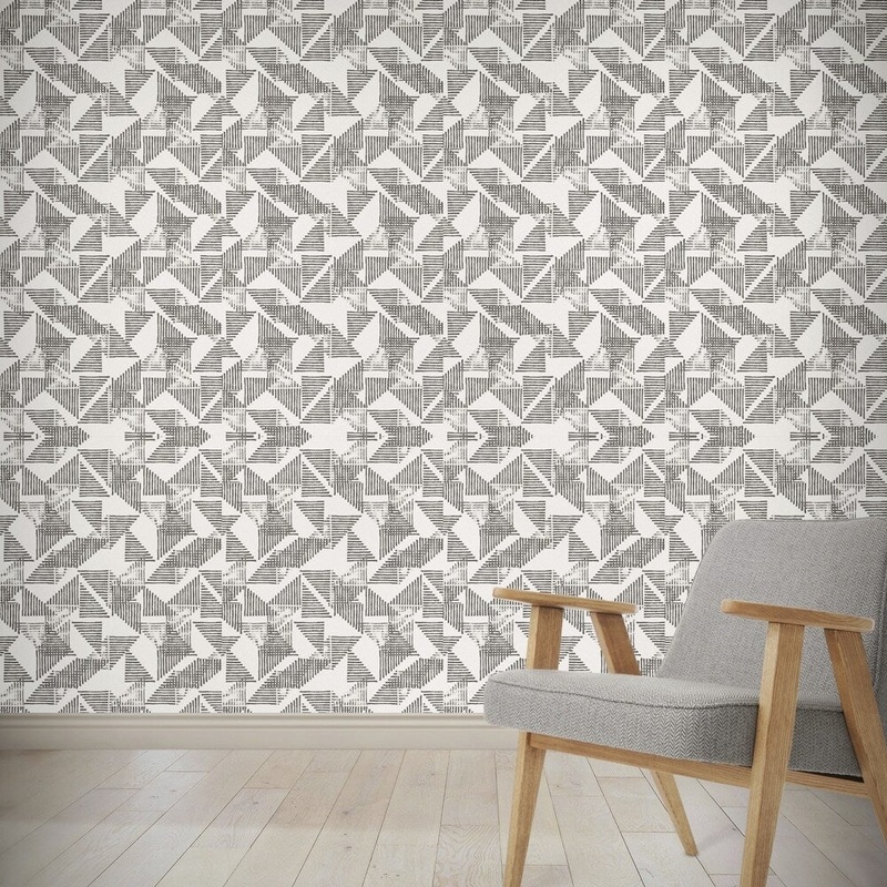 STRIPE TRIANGLE BLOCK PRINT BW Wallpaper By Kavka Designs - N/A