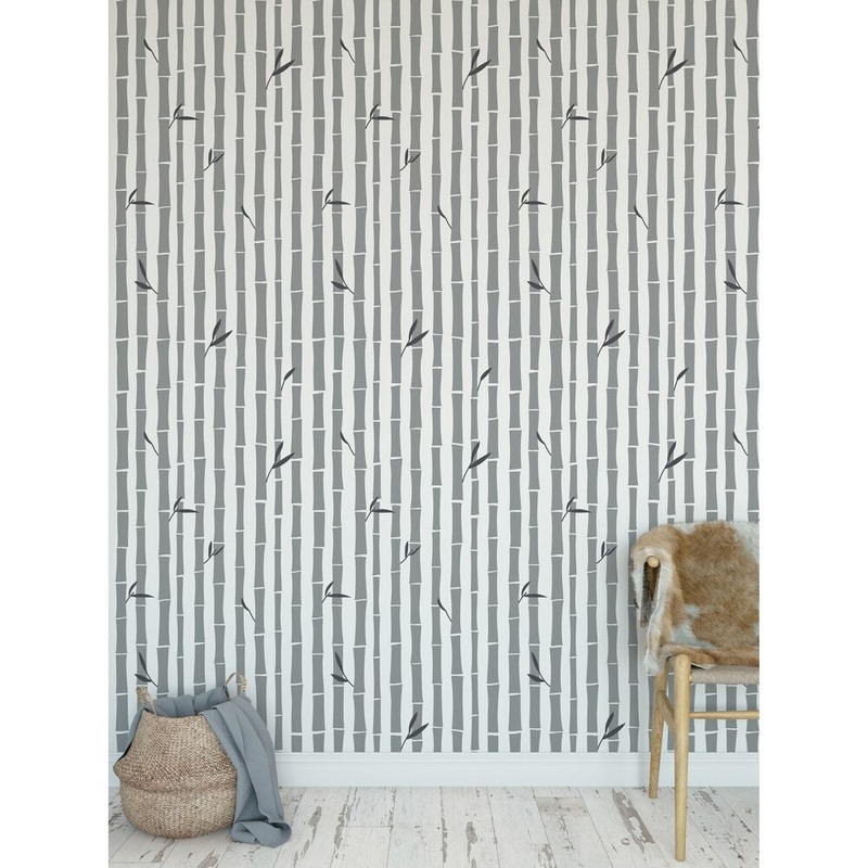 BAMBOO GREY Peel and Stick Wallpaper By Kavka Designs