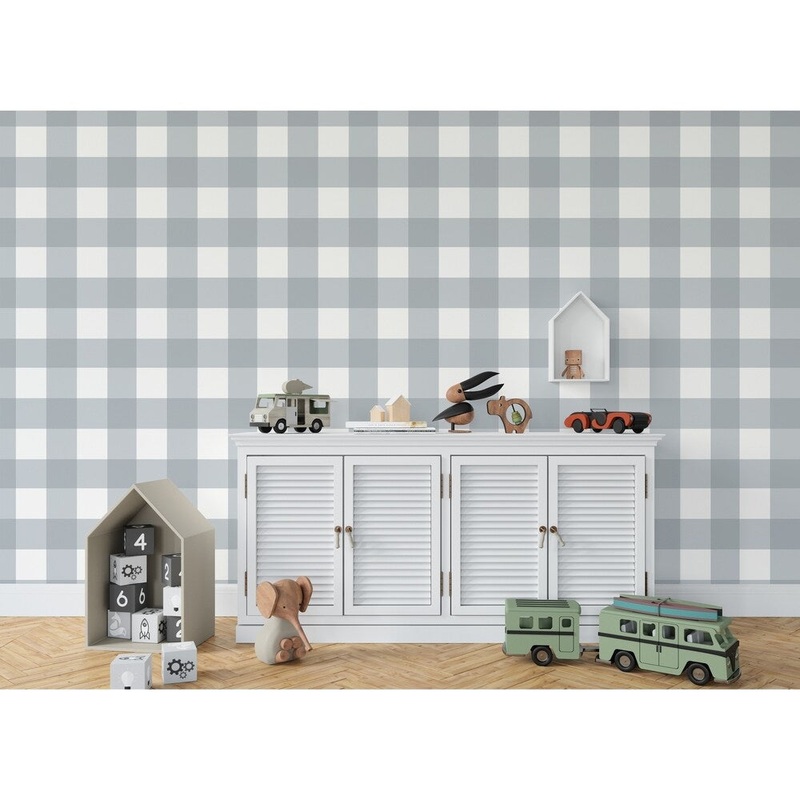BARRETT BUFFALO CHECK GREY Wallpaper By Kavka Designs