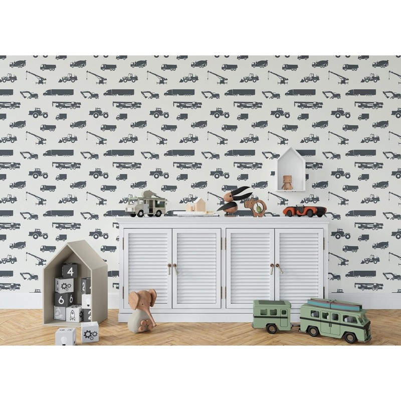 BEN TRUCK PATTERN BLUE Wallpaper By Kavka Designs
