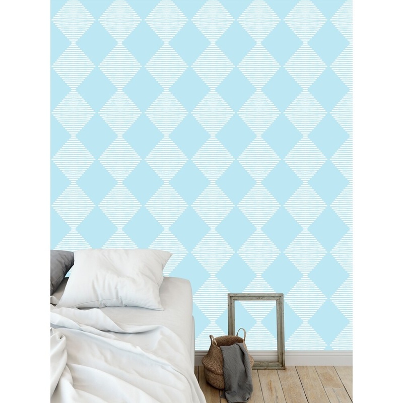 BLOCK PRINT CHECK BOARD IN LT BLUE Wallpaper By Kavka Designs - 24X48
